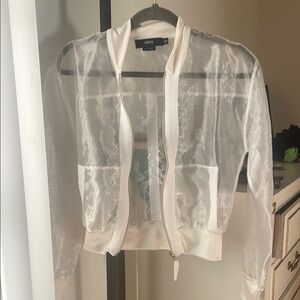 Gant White Sheer Bomber Jacket Lightweight Elegance